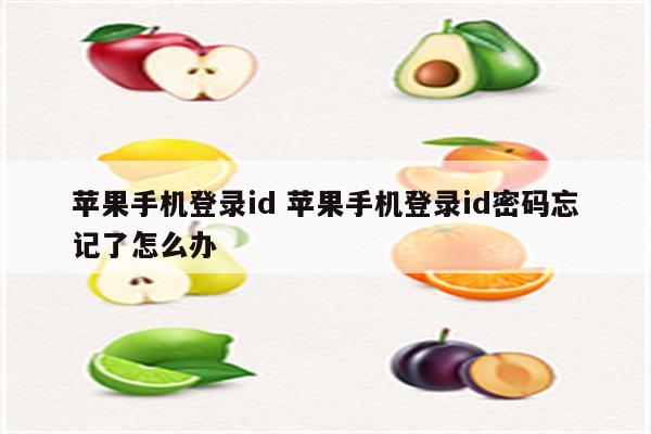 苹果手机登录id 苹果手机登录id密码忘记了怎么办
