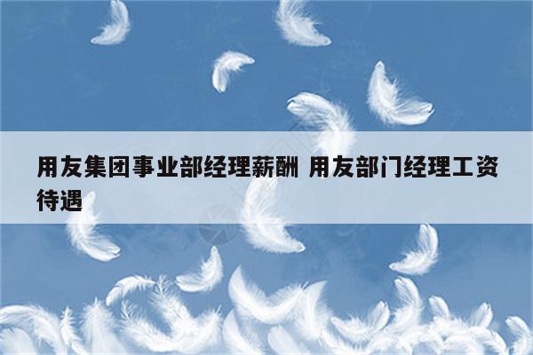 用友集团事业部经理薪酬 用友部门经理工资待遇
