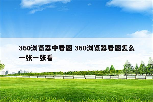 360浏览器中看图 360浏览器看图怎么一张一张看