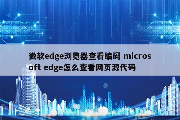 微软edge浏览器查看编码 microsoft edge怎么查看网页源代码