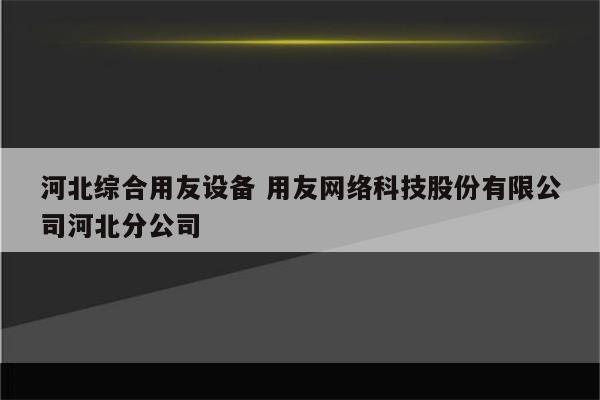 河北综合用友设备 用友网络科技股份有限公司河北分公司