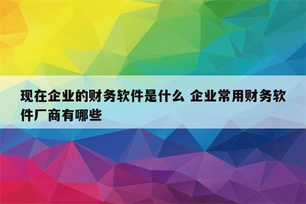 现在企业的财务软件是什么 企业常用财务软件厂商有哪些