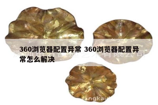 360浏览器配置异常 360浏览器配置异常怎么解决