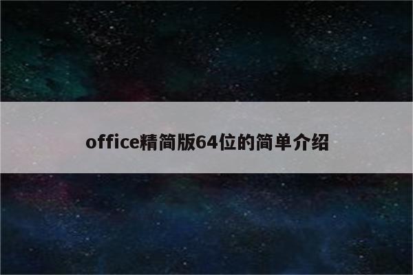 office精简版64位的简单介绍