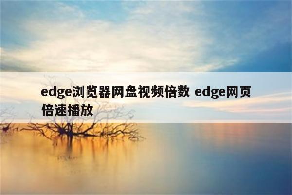 edge浏览器网盘视频倍数 edge网页倍速播放