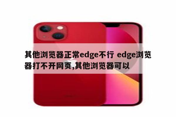 其他浏览器正常edge不行 edge浏览器打不开网页,其他浏览器可以