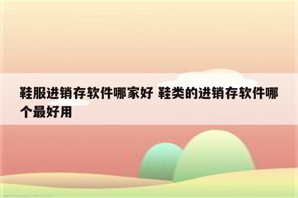 鞋服进销存软件哪家好 鞋类的进销存软件哪个最好用