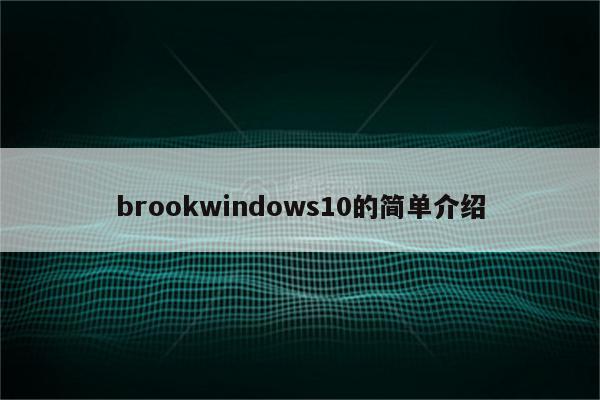 brookwindows10的简单介绍