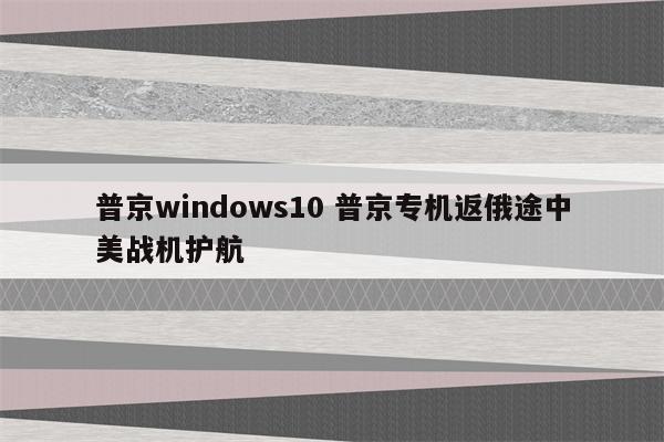 普京windows10 普京专机返俄途中美战机护航