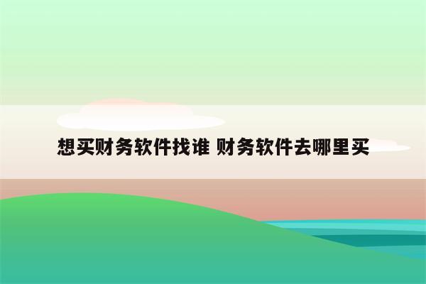 想买财务软件找谁 财务软件去哪里买