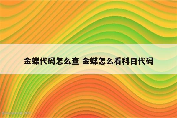 金蝶代码怎么查 金蝶怎么看科目代码