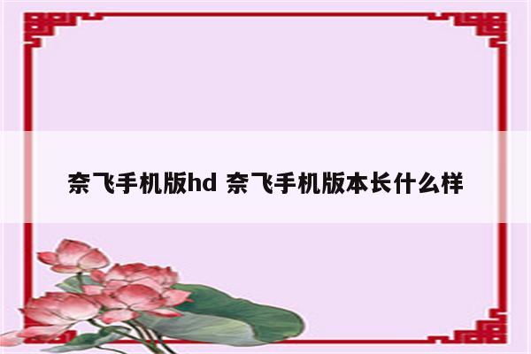 奈飞手机版hd 奈飞手机版本长什么样