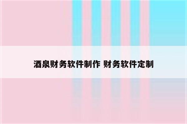 酒泉财务软件制作 财务软件定制