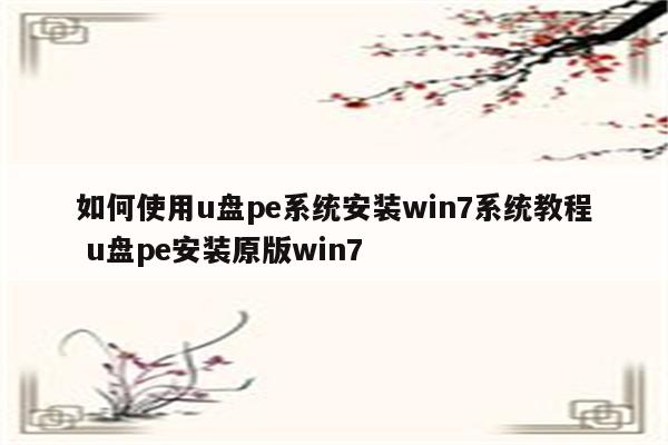 如何使用u盘pe系统安装win7系统教程 u盘pe安装原版win7