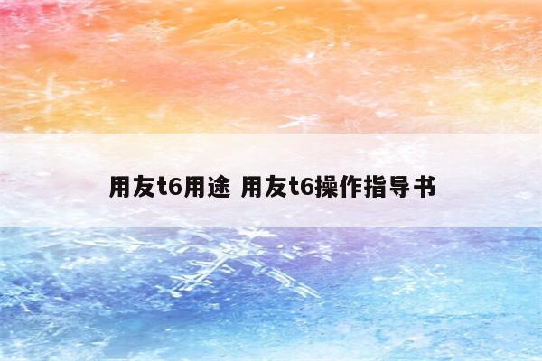 用友t6用途 用友t6操作指导书