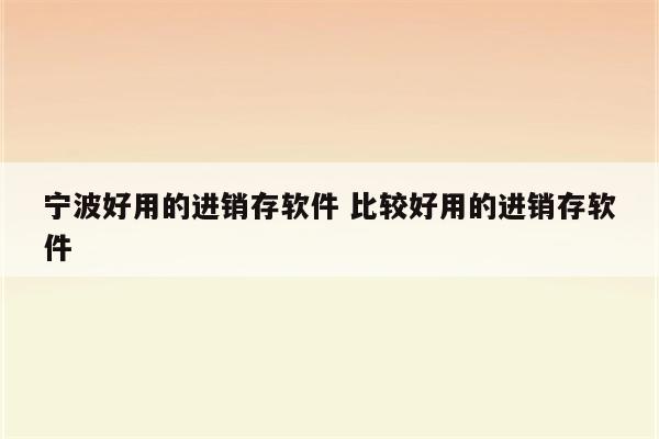 宁波好用的进销存软件 比较好用的进销存软件