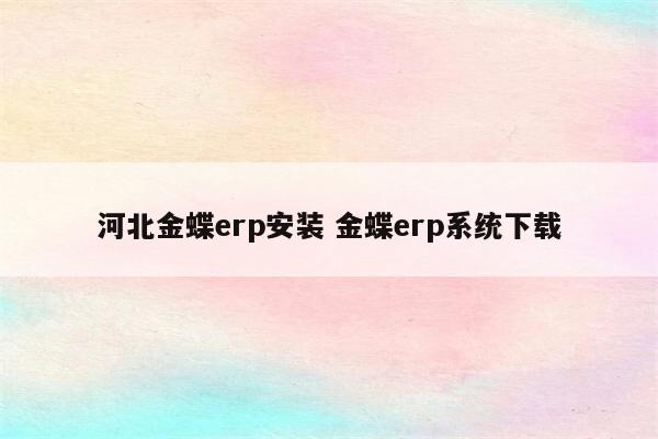 河北金蝶erp安装 金蝶erp系统下载