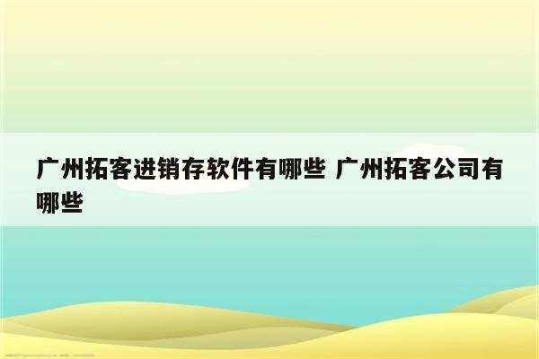 广州拓客进销存软件有哪些 广州拓客公司有哪些