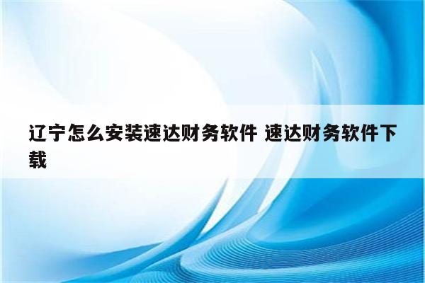 辽宁怎么安装速达财务软件 速达财务软件下载