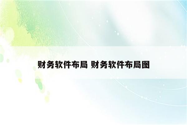 财务软件布局 财务软件布局图