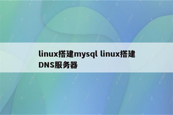 linux搭建mysql linux搭建DNS服务器