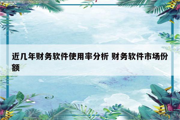 近几年财务软件使用率分析 财务软件市场份额