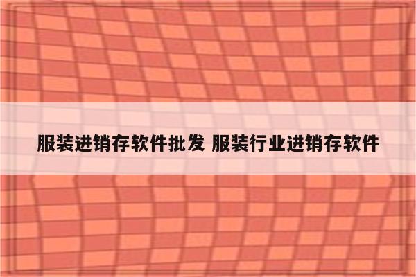 服装进销存软件批发 服装行业进销存软件