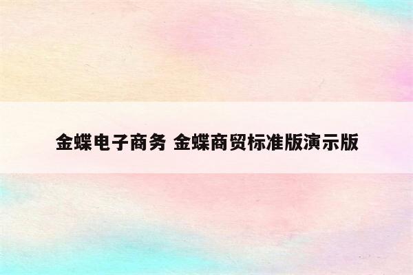 金蝶电子商务 金蝶商贸标准版演示版