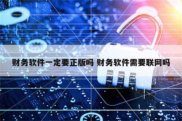 财务软件一定要正版吗 财务软件需要联网吗