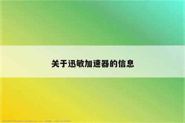 关于迅敏加速器的信息