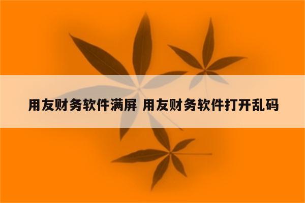 用友财务软件满屏 用友财务软件打开乱码