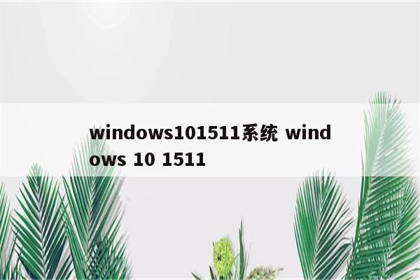 windows101511系统 windows 10 1511