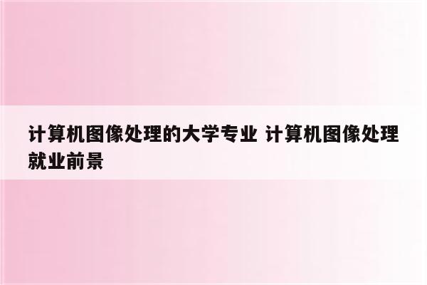 计算机图像处理的大学专业 计算机图像处理就业前景
