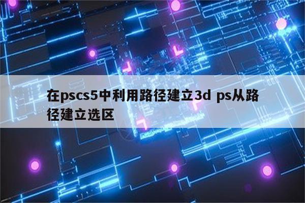 在pscs5中利用路径建立3d ps从路径建立选区