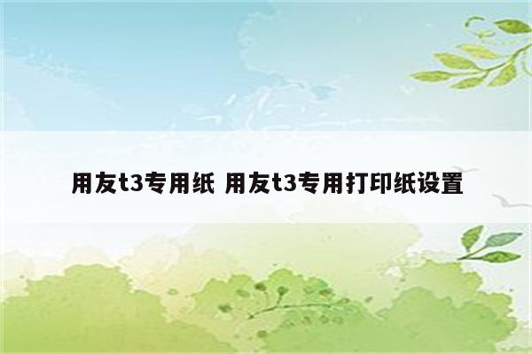 用友t3专用纸 用友t3专用打印纸设置