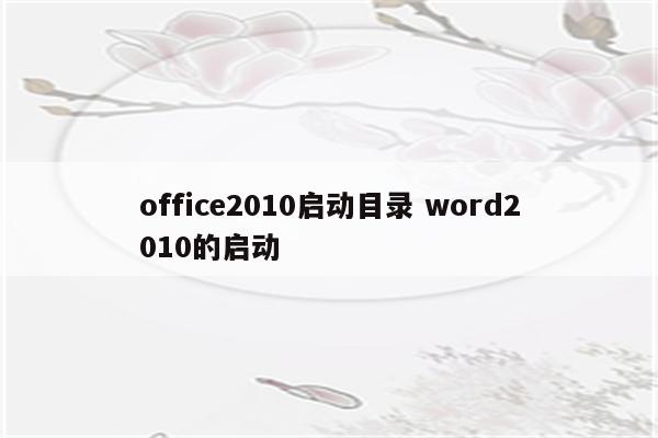 office2010启动目录 word2010的启动