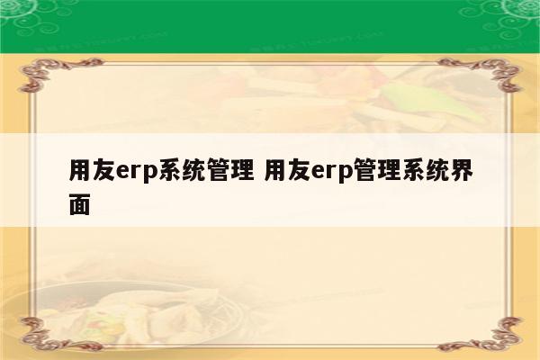 用友erp系统管理 用友erp管理系统界面