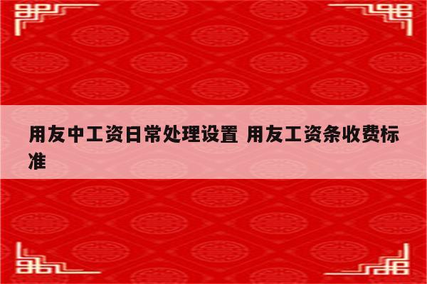用友中工资日常处理设置 用友工资条收费标准