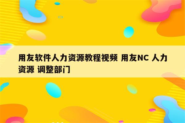 用友软件人力资源教程视频 用友NC 人力资源 调整部门