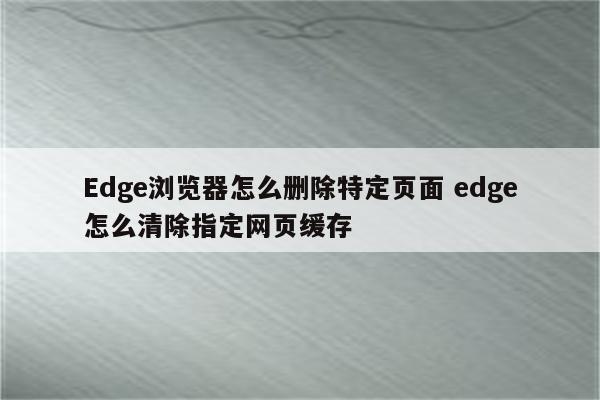 Edge浏览器怎么删除特定页面 edge怎么清除指定网页缓存