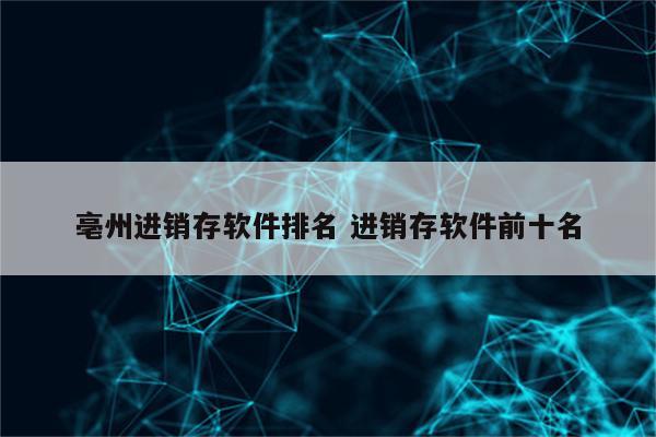 亳州进销存软件排名 进销存软件前十名