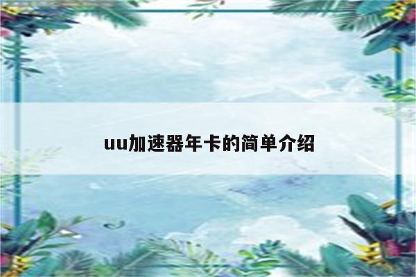 uu加速器年卡的简单介绍