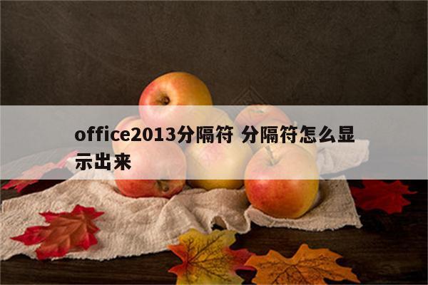 office2013分隔符 分隔符怎么显示出来