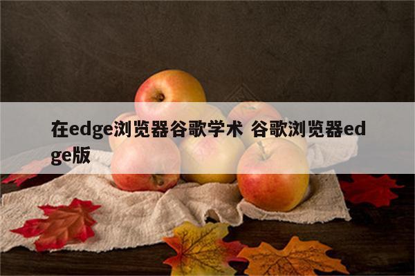 在edge浏览器谷歌学术 谷歌浏览器edge版