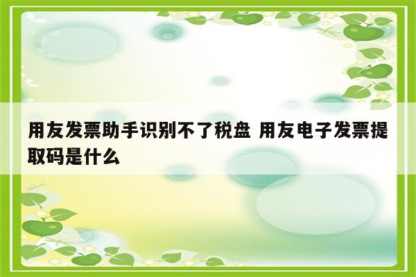 用友发票助手识别不了税盘 用友电子发票提取码是什么