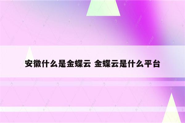 安徽什么是金蝶云 金蝶云是什么平台