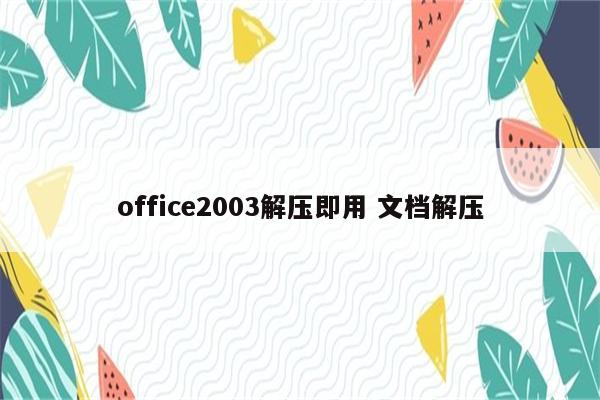 office2003解压即用 文档解压
