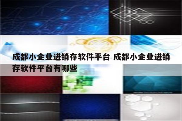 成都小企业进销存软件平台 成都小企业进销存软件平台有哪些