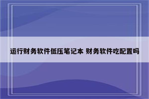 运行财务软件低压笔记本 财务软件吃配置吗