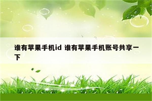 谁有苹果手机id 谁有苹果手机账号共享一下